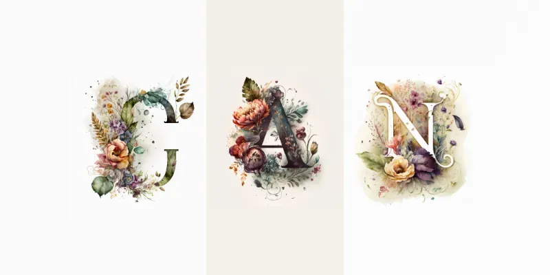 Watercolor Floral Monogram Initials generated by undefined