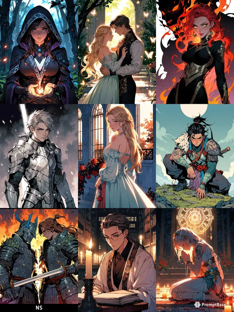 Fantasy Manhwa Characters Art