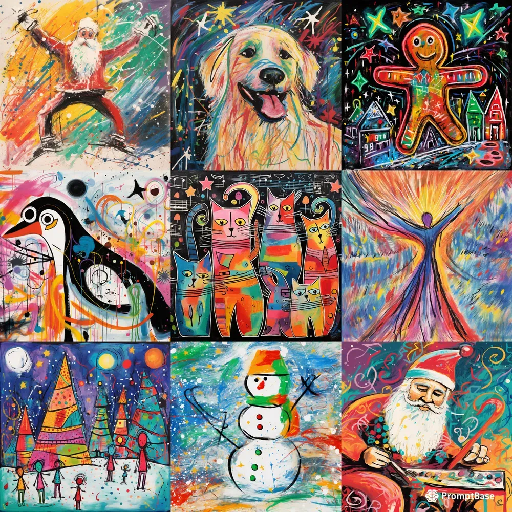 Pollock Style Abstract Christmas Art
