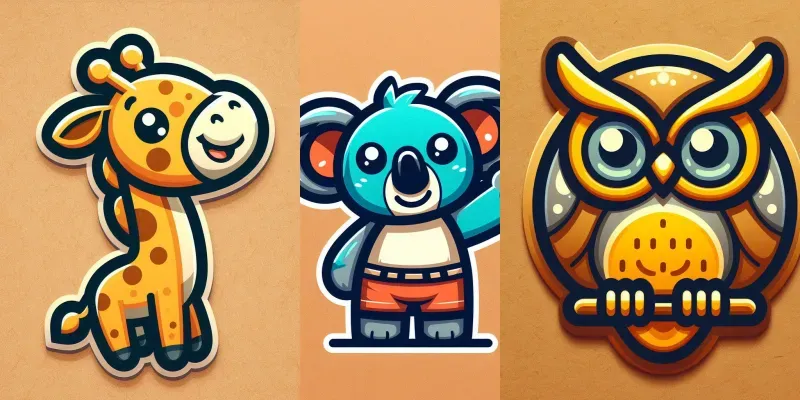 Sleek Cartoon Logo Sticker Designs generated by undefined