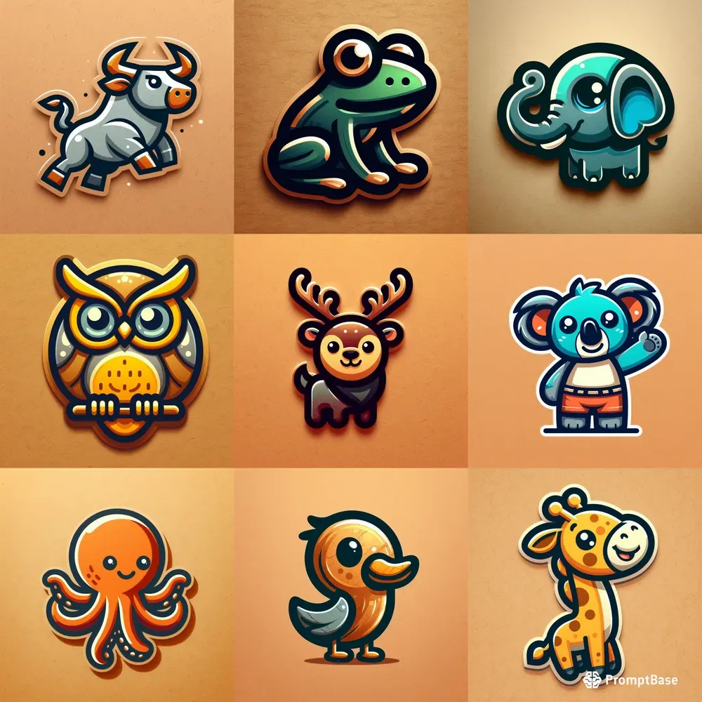 Sleek Cartoon Logo Sticker Designs