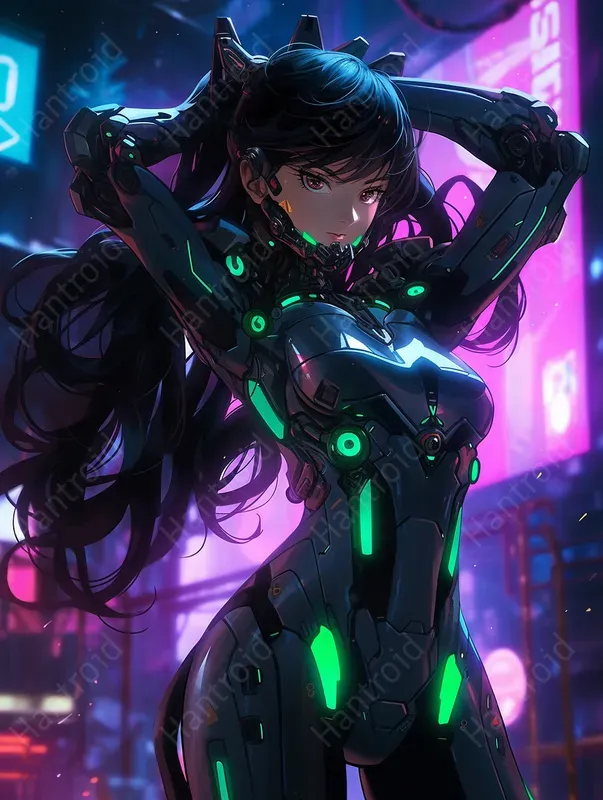 Neon Cyborg Anime Grils Fantasy