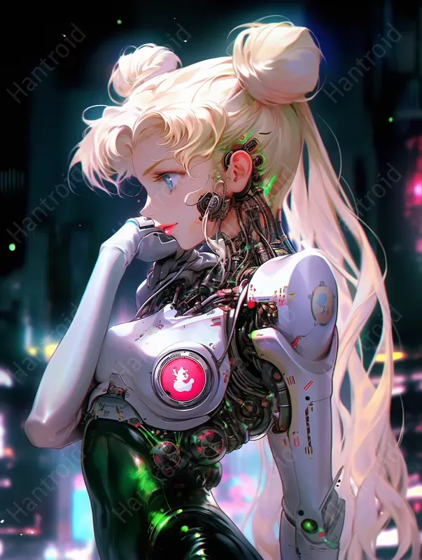 Neon Cyborg Anime Grils Fantasy