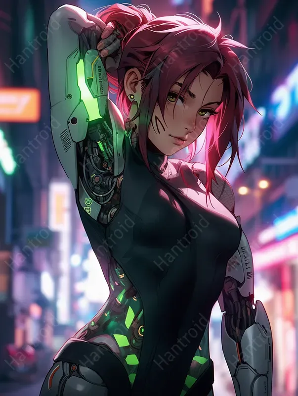 Neon Cyborg Anime Grils Fantasy