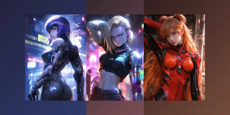 Neon Cyborg Anime Grils Fantasy generated by undefined
