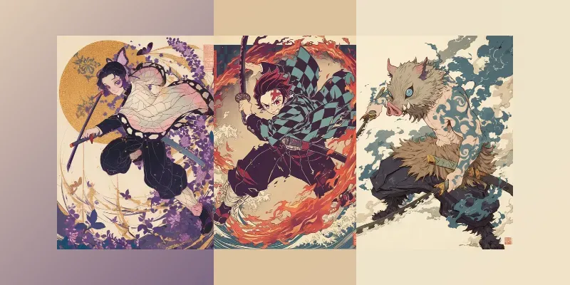 Demon Slayers In Japanese Art generated by undefined