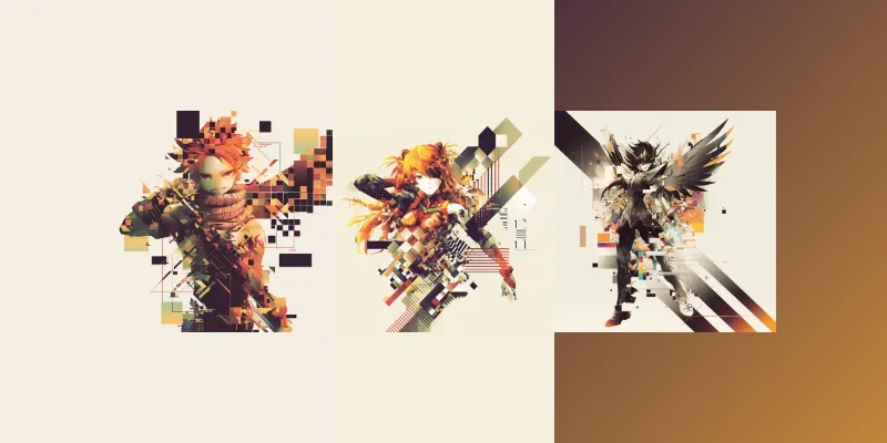 Glitch Art Anime Characters generated by undefined