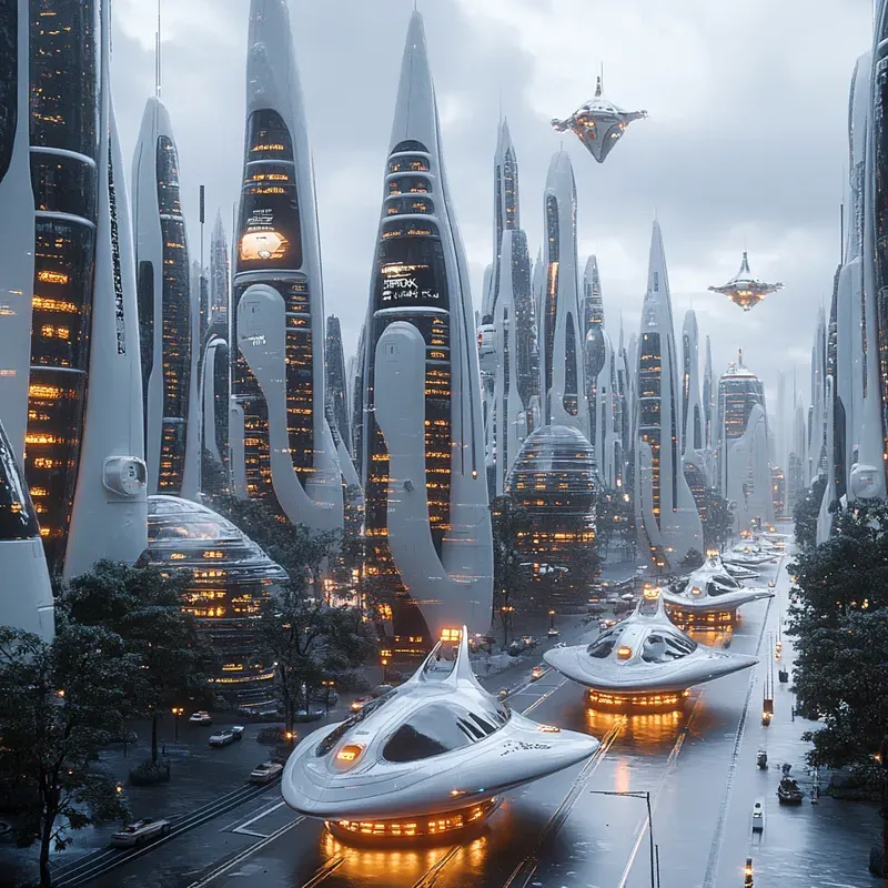 3D Futuristic Metropolis Neon Skylines