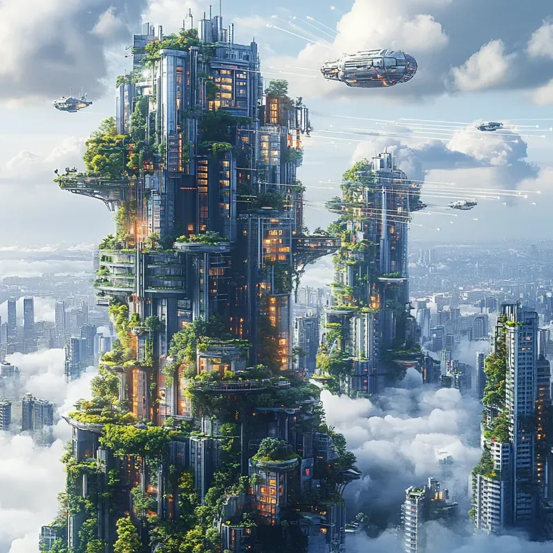 3D Futuristic Metropolis Neon Skylines