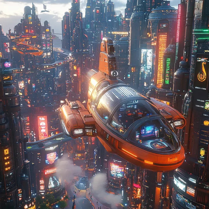3D Futuristic Metropolis Neon Skylines