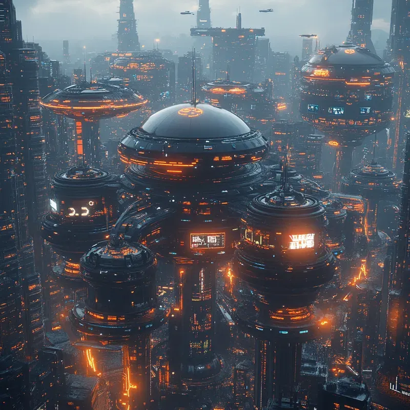 3D Futuristic Metropolis Neon Skylines