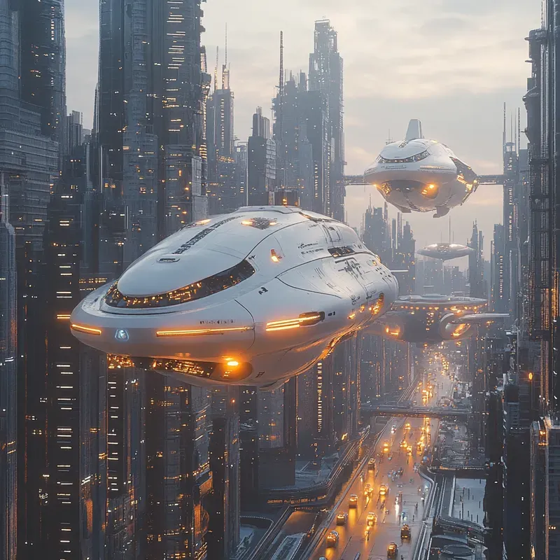 3D Futuristic Metropolis Neon Skylines