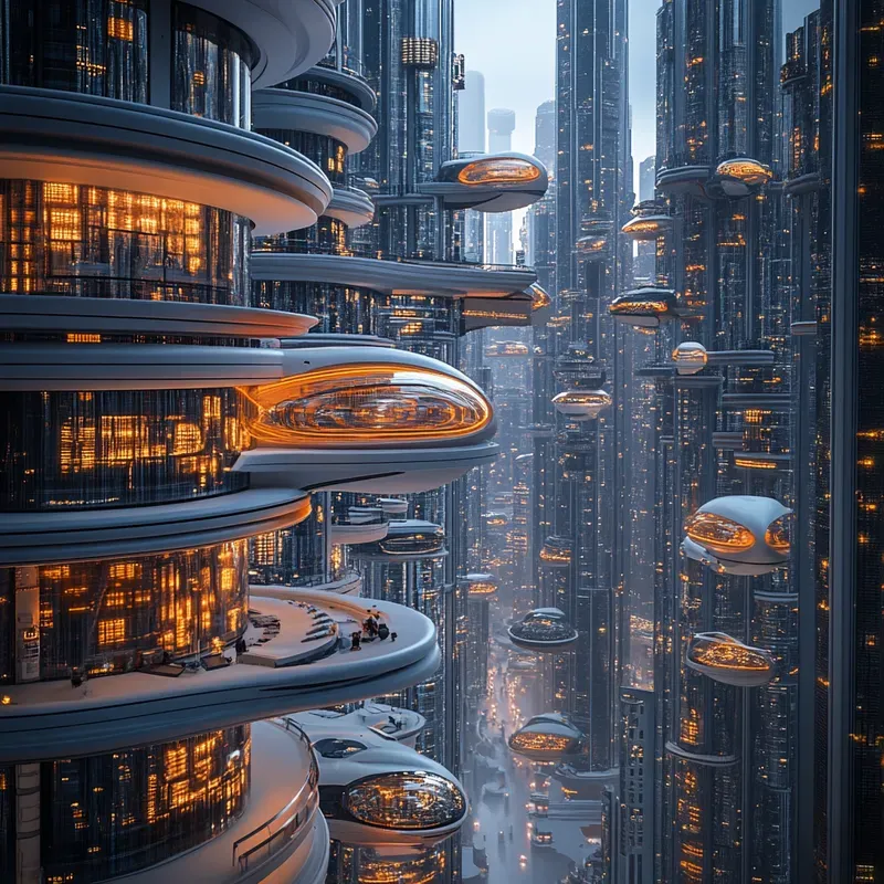 3D Futuristic Metropolis Neon Skylines