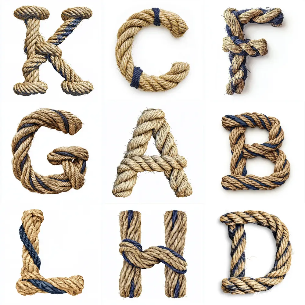 Letters Made Of Maritime Ropes Midjourney Prompt | PromptBase