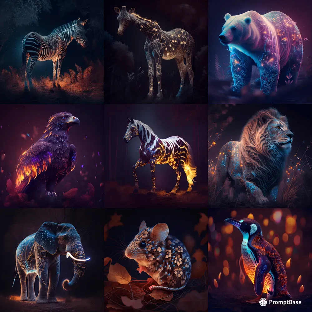 Illuminated Animal Posters