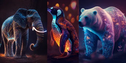 Illuminated Animal Posters generated by midjourney