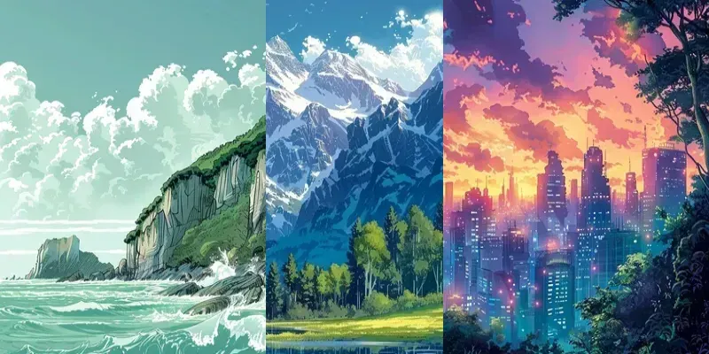 Manga Style Scenic Landscapes generated by undefined