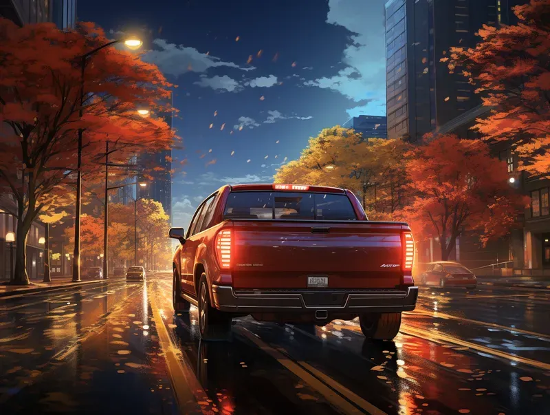 Rainy Night Vehicle Reflections