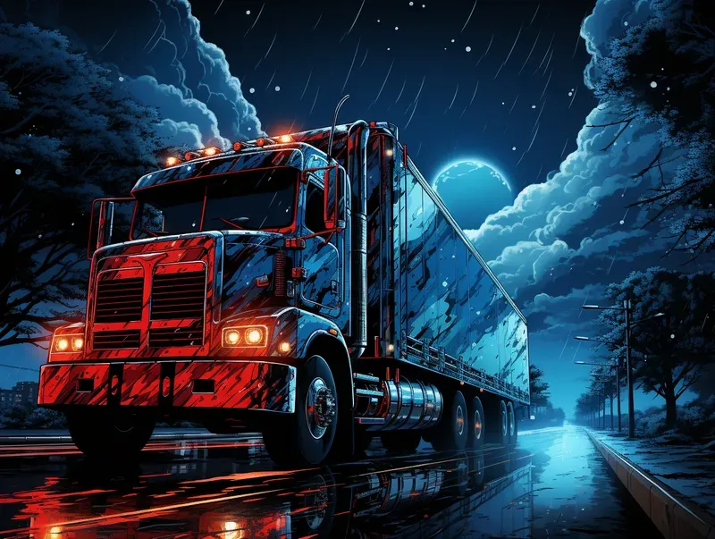 Rainy Night Vehicle Reflections