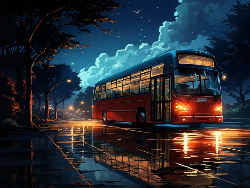 Rainy Night Vehicle Reflections