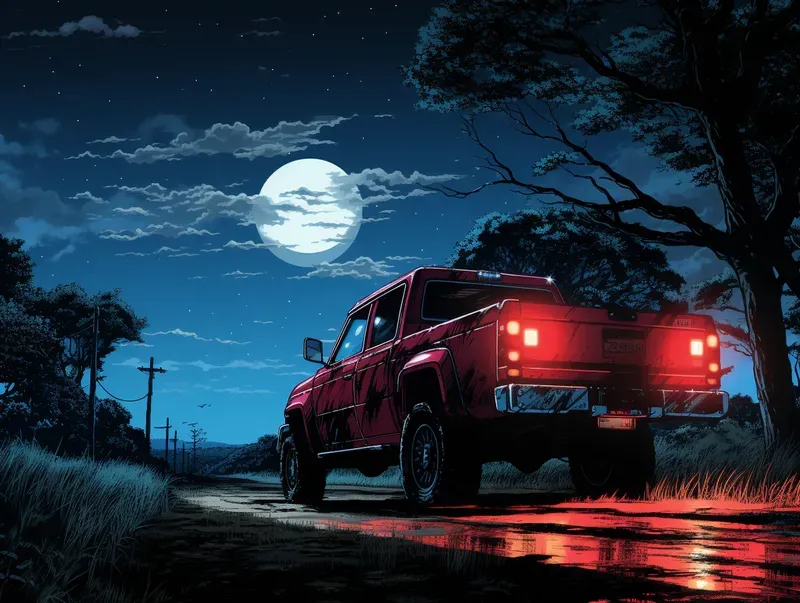 Rainy Night Vehicle Reflections