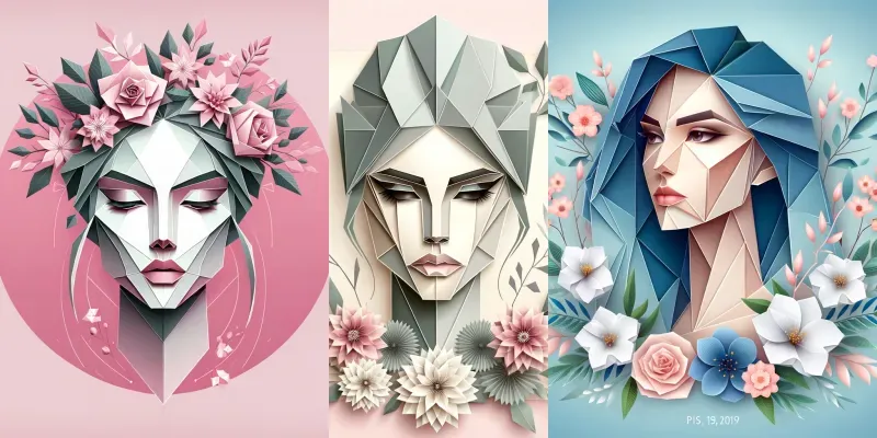 Origami Women With Florals generated by undefined