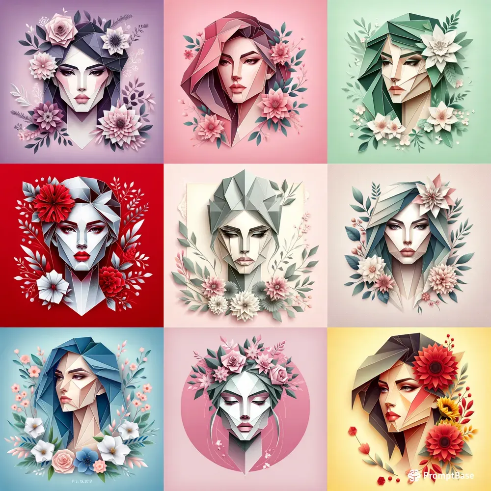 Origami Women With Florals