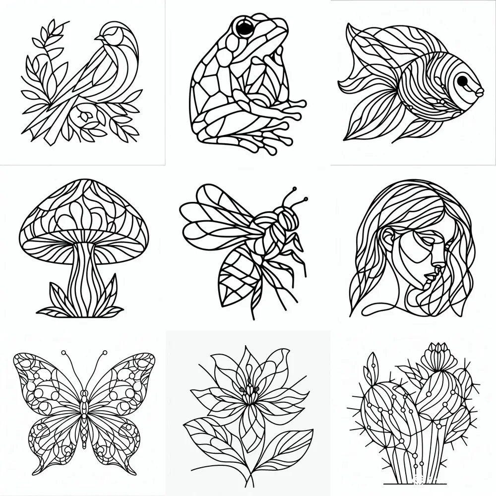 Mosaic Art Coloring Book Pages