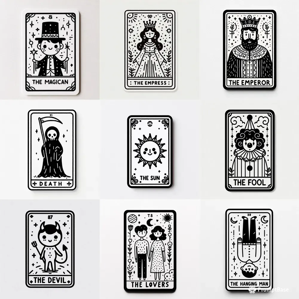 Handdrawn Doodle Tarot Cards