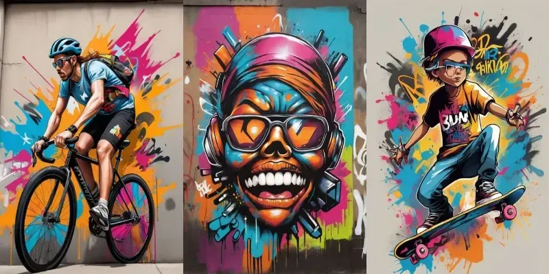 Dynamic Urban Graffiti Art For Tshirts generated by undefined