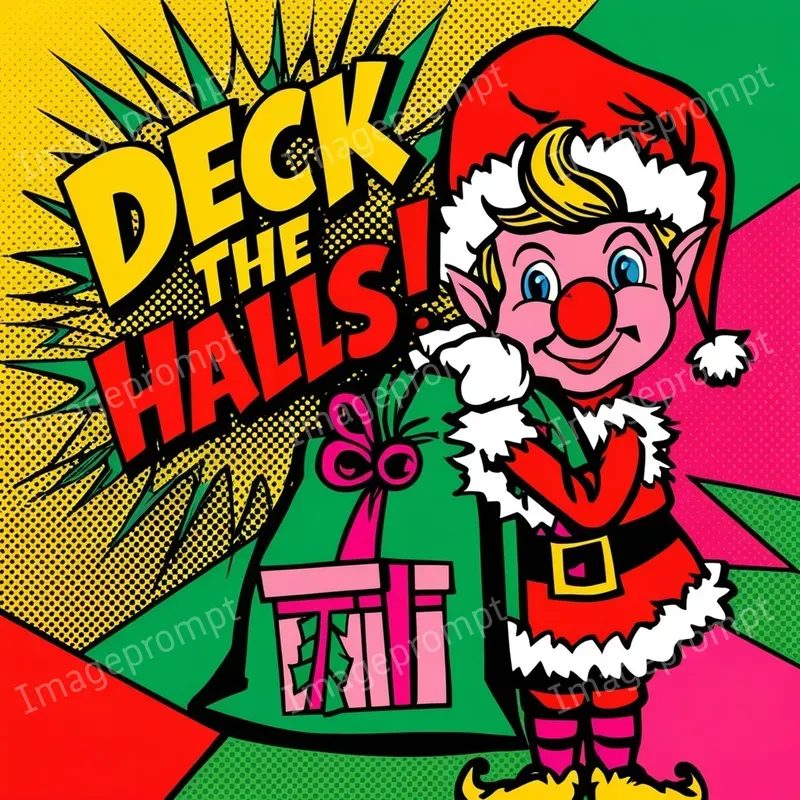 Pop Art Christmas Illustrations With Text