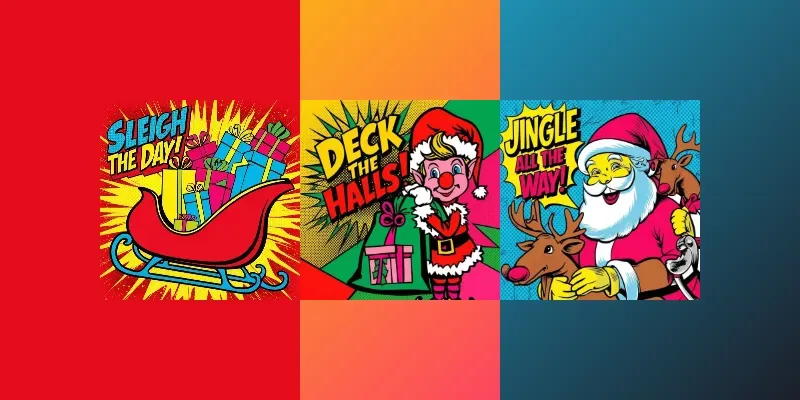 Pop Art Christmas Illustrations With Text generated by undefined