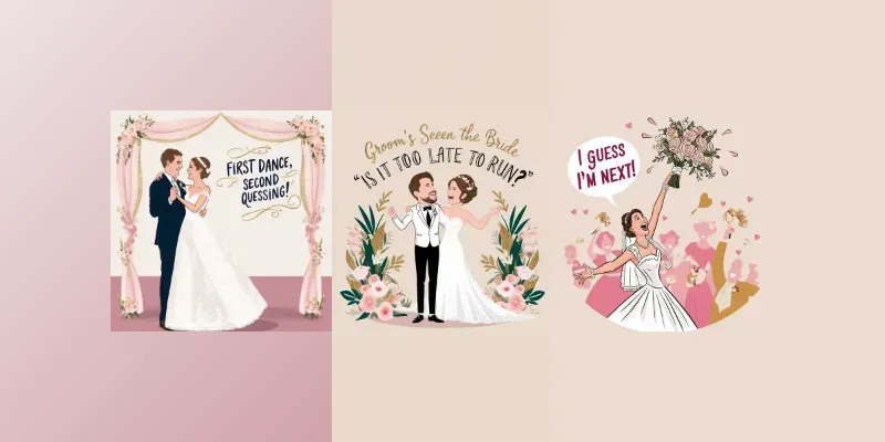 Humorous Wedding Day Meme Illustrations generated by undefined