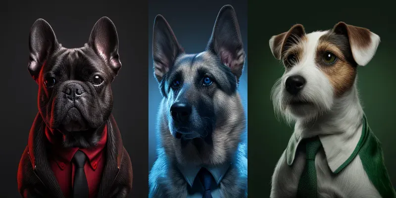 Realistic Photoshoots Of Dogs In Suits generated by undefined