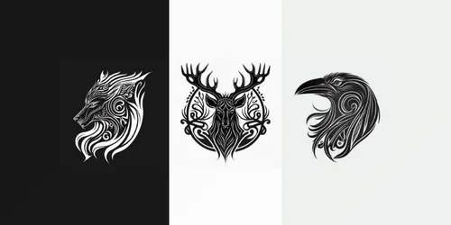 Animal Heads Tattoo Illustration Vector Designs generated by midjourney