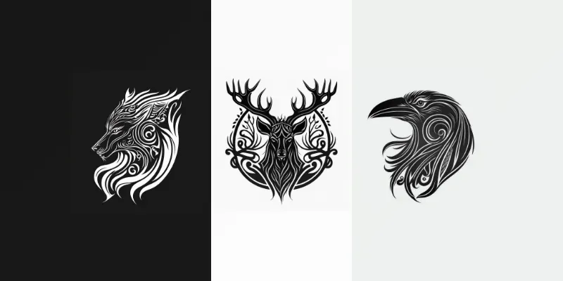 Animal Heads Tattoo Illustration Vector Designs generated by undefined