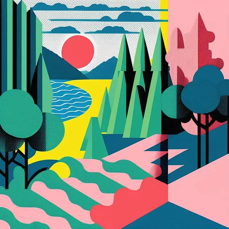 Vividly Colourful Flat Scenes