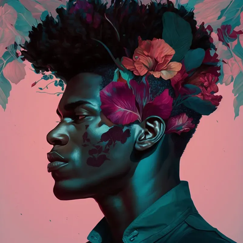 Afrofuturism Floral Portrait Paintings