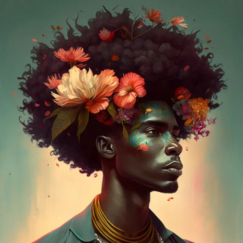 Afrofuturism Floral Portrait Paintings