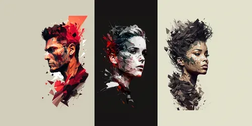 Neofuturistic Low-poly Portrait Designs generated by midjourney