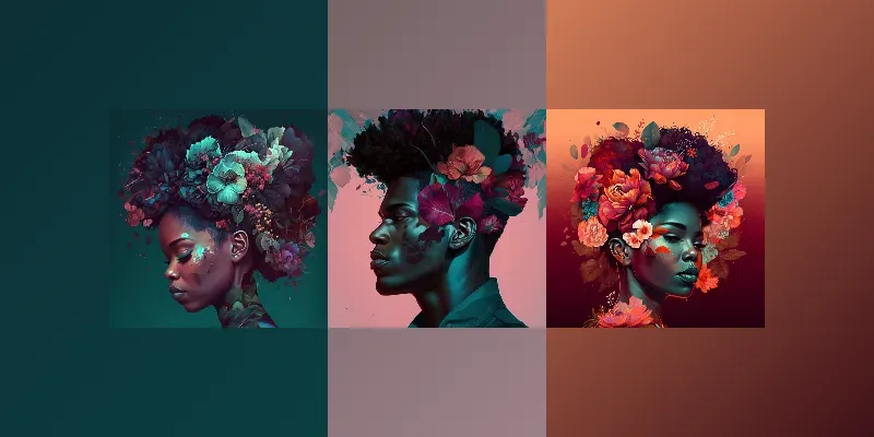 Afrofuturism Floral Portrait Paintings generated by undefined