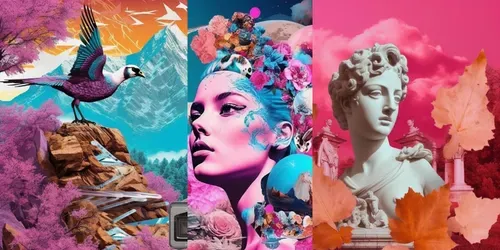 Random Postinternet Vaporwave Collages generated by midjourney