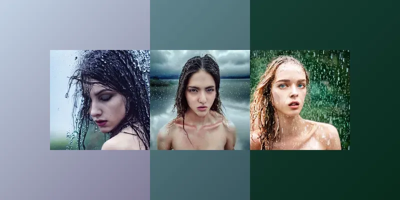 Wet Hair Portraits In Different Styles generated by undefined