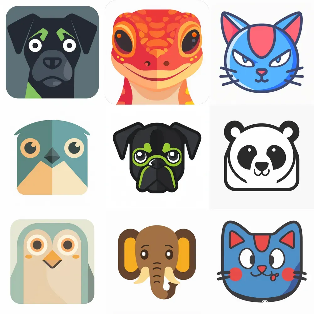 Minimal Style Animal Emoji Logos
