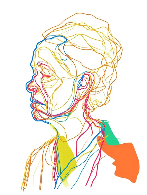 Bold Colorful One Line Drawing Portraits