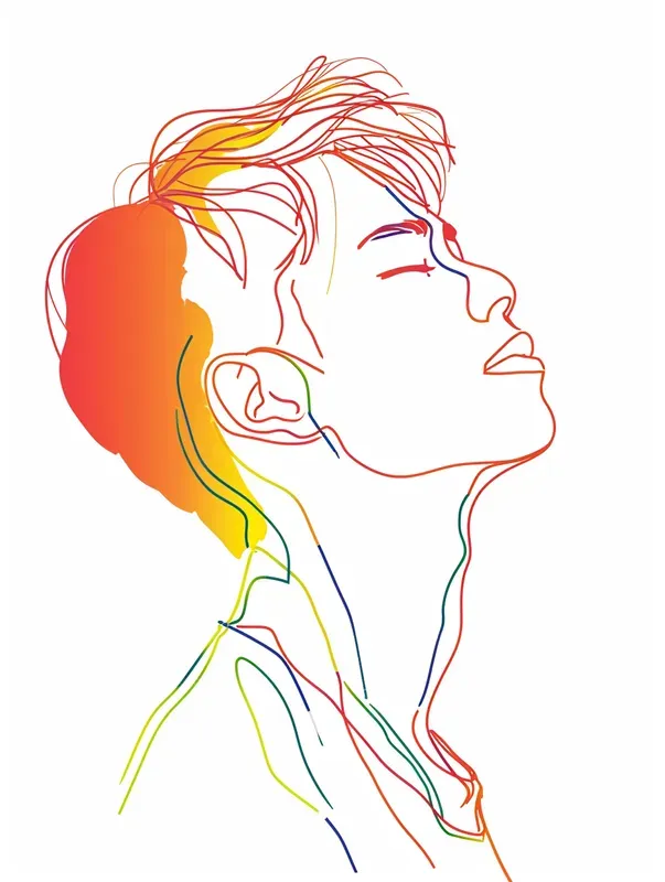 Bold Colorful One Line Drawing Portraits