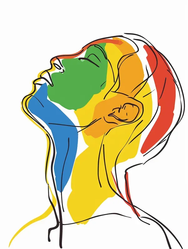 Bold Colorful One Line Drawing Portraits
