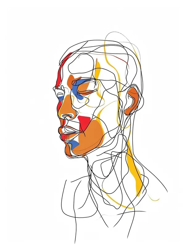 Bold Colorful One Line Drawing Portraits