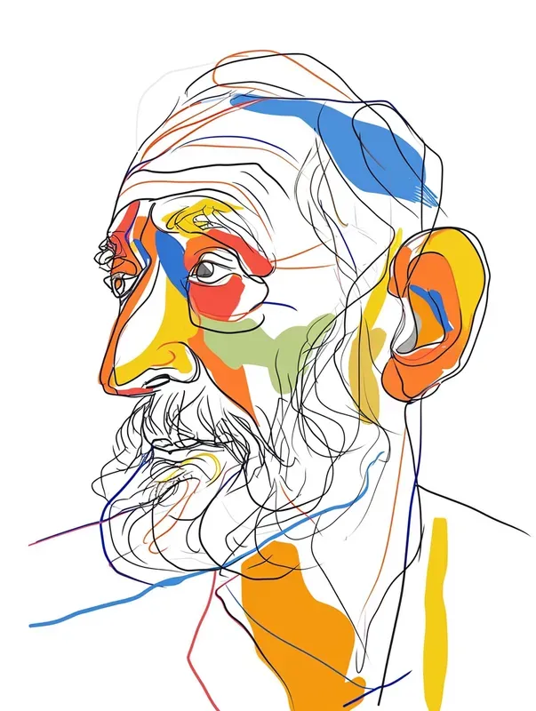 Bold Colorful One Line Drawing Portraits