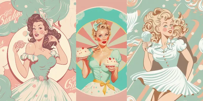 Vintage Pin-up Wallpapers generated by undefined